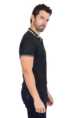 Barabas Wholesale Men's Solid Color Cotton Short Sleeve Polo Shirts 3PS125 Black
