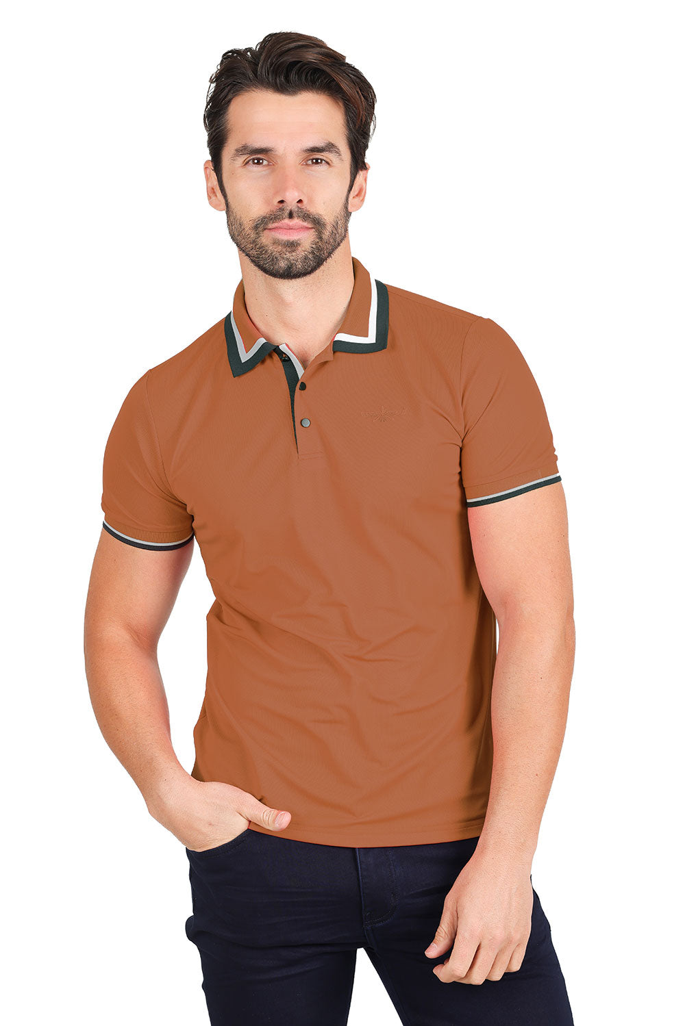Barabas Wholesale Men's Solid Color Cotton Short Sleeve Polo Shirts 3PS125 Dark Brown