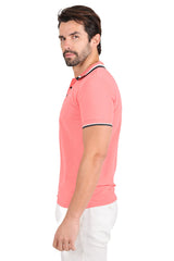 Barabas Men's Solid Color Cotton Short Sleeve Polo Shirts 3PS125 Pink