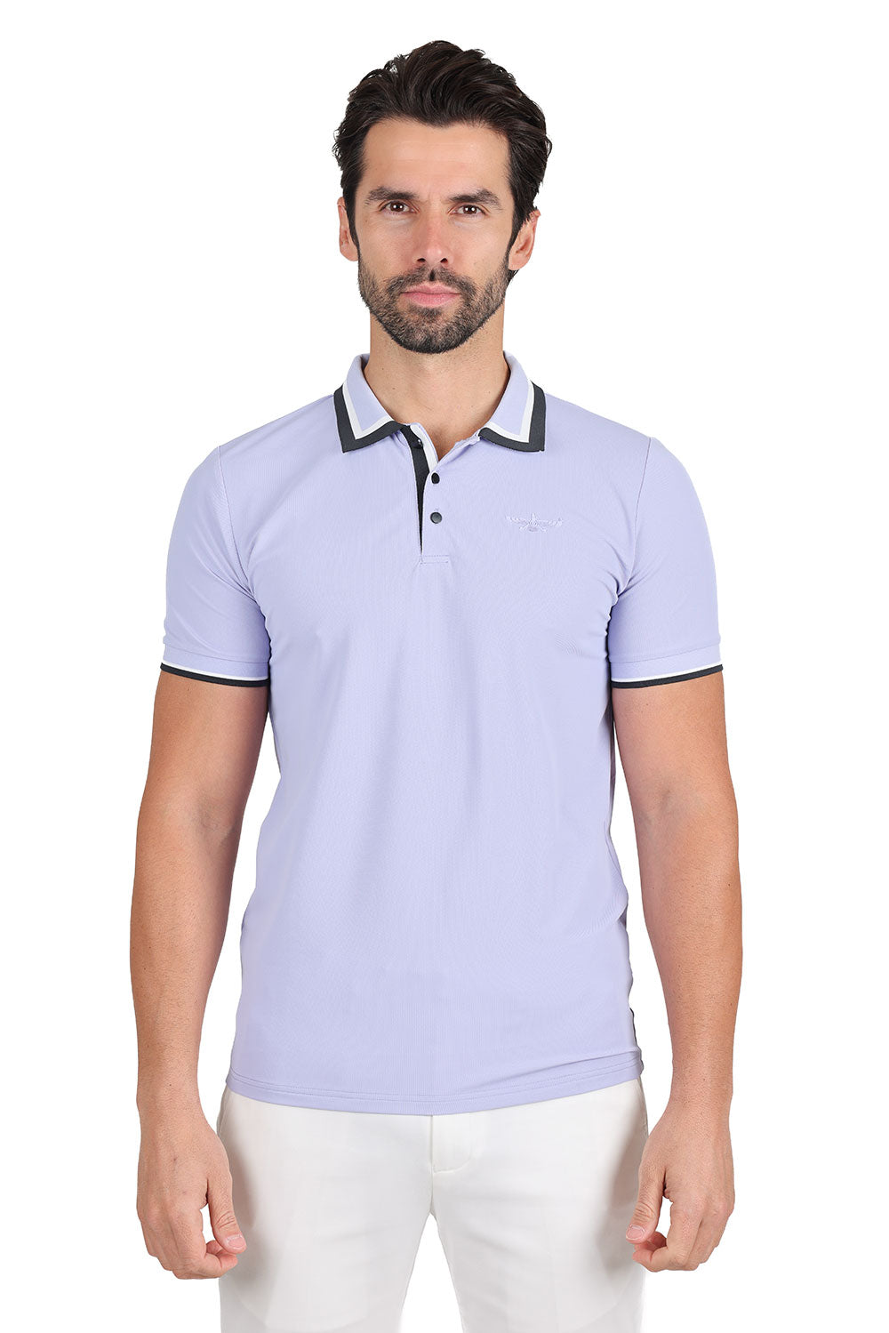 Barabas Wholesale Men's Solid Color Cotton Short Sleeve Polo Shirts 3PS125 Purple