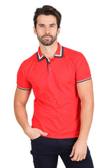 Barabas Wholesale Men's Solid Color Cotton Short Sleeve Polo Shirts 3PS125 Red