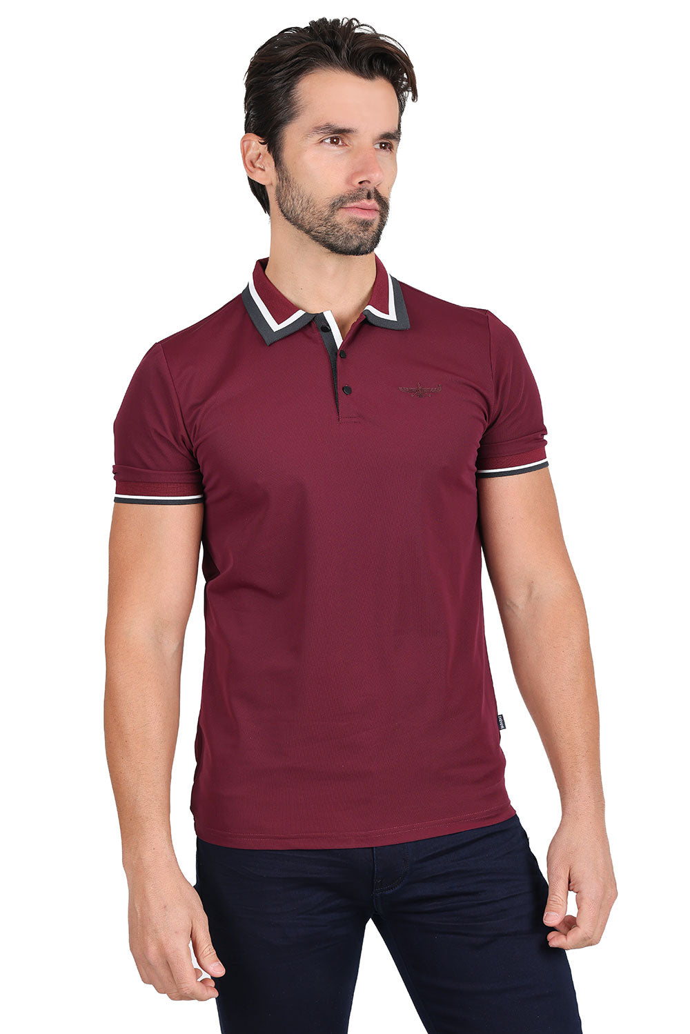 Barabas Men's Solid Color Cotton Short Sleeve Polo Shirts 3PS125 Wine