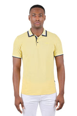 Barabas Men's Solid Color Cotton Short Sleeve Polo Shirts 3PS125 Yellow