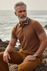 Barabas Wholesale Men's Solid Color Cotton Short Sleeve Polo Shirts 3PS125 Dark Brown