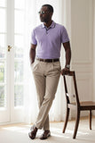 Barabas Wholesale Men's Solid Color Cotton Short Sleeve Polo Shirts 3PS125 Lavender 