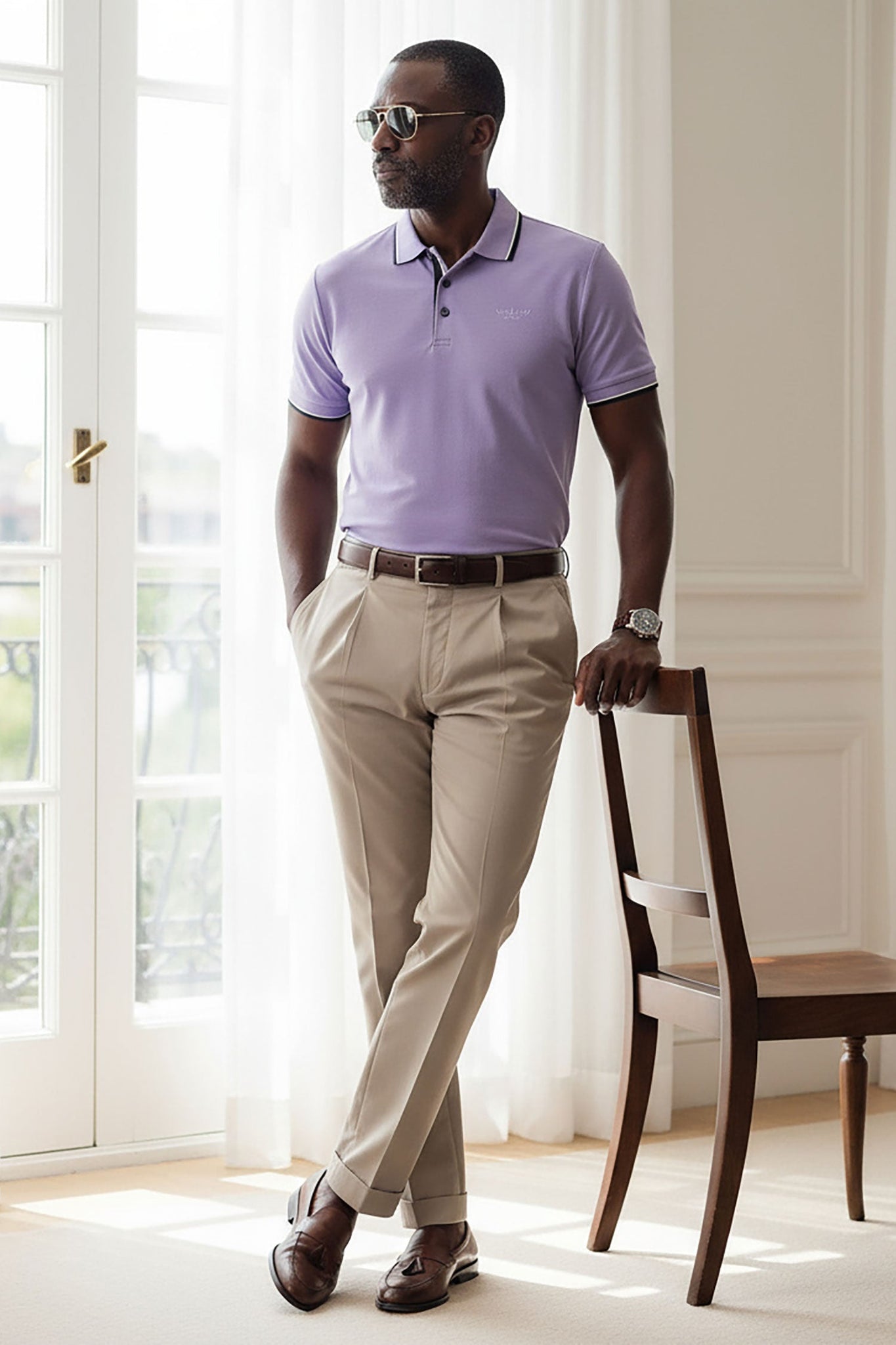 Barabas Wholesale Men's Solid Color Cotton Short Sleeve Polo Shirts 3PS125 Lavender 