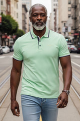 Barabas Wholesale Men's Solid Color Cotton Short Sleeve Polo Shirts 3PS125 Mint