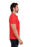 Barabas Men's Solid Color Linear Collar and Cuff Polo Shirts 3PS126 Red