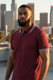 Barabas Wholesale Men's Solid Color Linear Collar and Cuff Polo Shirts 3PS127 Burgundy