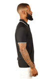 Barabas Wholesale Men's Solid Color Linear Collar and Cuff Polo Shirts 3PS127 Black