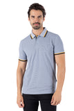 Barabas Men's Wholesale Solid Color Linear Collar Polo Shirts 3PS127 Grey