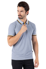 Barabas Wholesale Men's Solid Color Linear Collar and Cuff Polo Shirts 3PS127 Light Grey