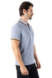 Barabas Men's Wholesale Solid Color Linear Collar Polo Shirts 3PS127 Grey