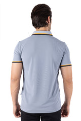 Barabas Men's Wholesale Solid Color Linear Collar Polo Shirts 3PS127 Grey