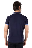 Barabas Men's Wholesale Solid Color Linear Collar Polo Shirts 3PS127 Navy