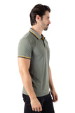 Barabas Men's Wholesale Solid Color Linear Collar Polo Shirts 3PS127 Olive