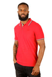 Barabas Wholesale Men's Solid Color Linear Collar and Cuff Polo Shirts 3PS127 Red