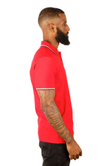 Barabas Wholesale Men's Solid Color Linear Collar and Cuff Polo Shirts 3PS127 Red