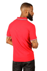 Barabas Wholesale Men's Solid Color Linear Collar and Cuff Polo Shirts 3PS127 Red