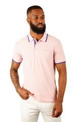 Barabas Wholesale Men's Solid Color Linear Collar and Cuff Polo Shirts 3PS127 Rose