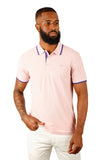Barabas Wholesale Men's Solid Color Linear Collar and Cuff Polo Shirts 3PS127 Rose