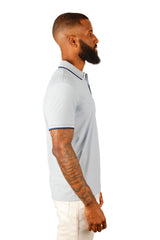Barabas Wholesale Men's Solid Color Linear Collar and Cuff Polo Shirts 3PS127 Sky Blue
