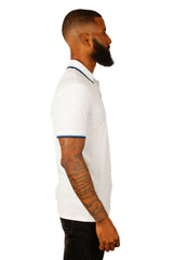 Barabas Wholesale Men's Solid Color Linear Collar and Cuff Polo Shirts 3PS127 White