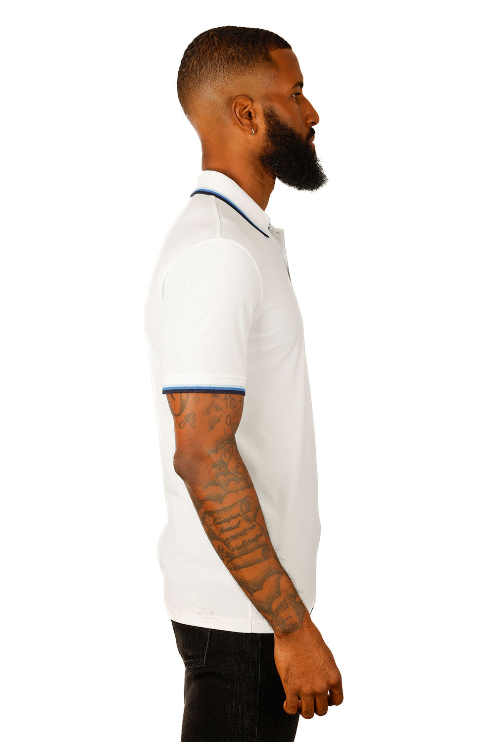 Barabas Wholesale Men's Solid Color Linear Collar and Cuff Polo Shirts 3PS127 White