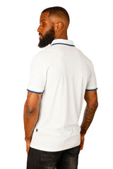Barabas Wholesale Men's Solid Color Linear Collar and Cuff Polo Shirts 3PS127 White