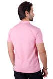 Barabas Men's Solid Color Premium Short Sleeve Logo polo Shirts 3PS128 Light Pink