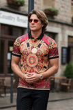 Barabas Men's Floral Medusa Graphic Tee Polo Shirts 3PSP16 Acid Pink