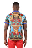 Barabas men's Floral Rose Leopard Prints Graphic Tee Polo Shirts 3PSP18 Turuoise