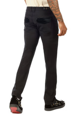 Barabas Men's Solid Color Premium Stretch Denim Jeans 3SN101 Black
