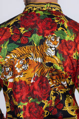 Barabas Wholesale Men's Rhinestone Tiger Floral Butterfly Luxury Shirt 2SPR224 Multi