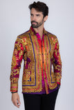 Barabas Wholesale Men's Rhinestone Floral Medusa Long Sleeve Shirts 3SPR401 plum