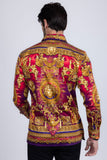 Barabas Wholesale Men's Rhinestone Floral Medusa Long Sleeve Shirts 3SPR401 plum
