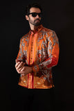 Barabas Wholesale Men's Rhinestone Baroque Long Sleeve Shirts 3SPR402 Coral