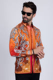 Barabas Wholesale Men's Rhinestone Baroque Long Sleeve Shirts 3SPR402 Coral