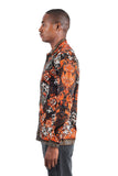Barabas Wholesale Men's Floral Tiger Rhinestone Long Sleeve Shirts 3SPR407 Black