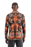 Barabas Wholesale Men's Floral Tiger Rhinestone Long Sleeve Shirts 3SPR407 Black