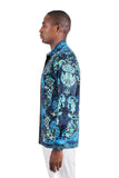 Barabas Wholesale Men's Floral Tiger Rhinestone Long Sleeve Shirts 3SPR407 Navy