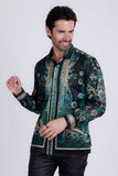 Barabas Wholesale Men's Rhinestone Floral Snake Skin Long Sleeve Shirts 3SPR408 Black