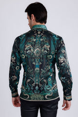 Barabas Wholesale Men's Rhinestone Floral Snake Skin Long Sleeve Shirts 3SPR408 Black