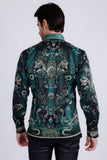 Barabas Wholesale Men's Rhinestone Floral Snake Skin Long Sleeve Shirts 3SPR408 Black