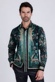Barabas Wholesale Men's Rhinestone Floral Snake Skin Long Sleeve Shirts 3SPR408 Black