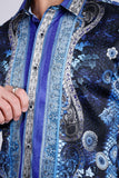 Barabas Wholesale Men's Rhinestone Floral Snake Skin Long Sleeve Shirts 3SPR408 navy