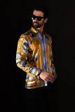 Barabas Wholesale Men's Rhinestone Angel Wings Long Sleeve Shirts 3SPR411 Blue