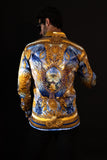 Barabas Wholesale Men's Rhinestone Angel Wings Long Sleeve Shirts 3SPR411 Blue
