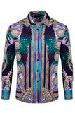 Barabas Wholesale Men's Rhinestone Angel Wings Long Sleeve Shirts 3SPR411 Purple