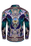 Barabas Wholesale Men's Rhinestone Angel Wings Long Sleeve Shirts 3SPR411 Purple